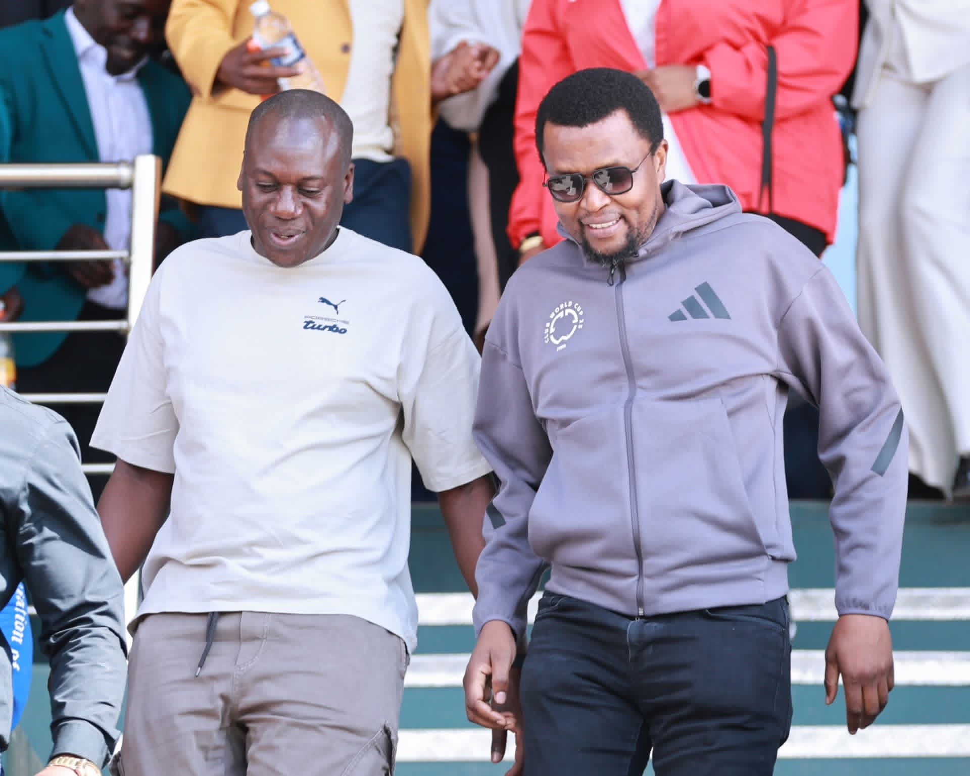 Shepherd Chahwanda & Nqobile Magwizi during a tour at Chahwanda Stadium