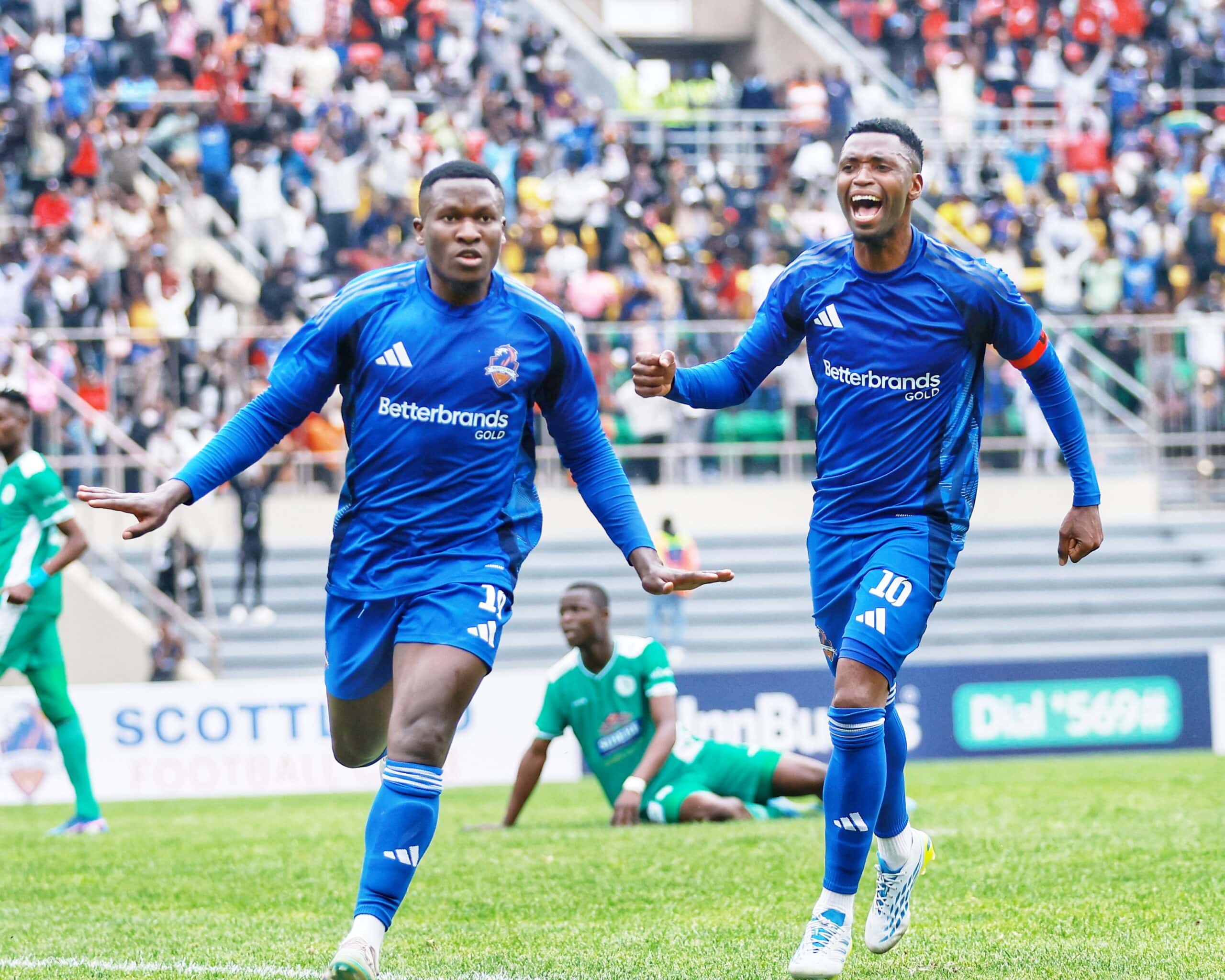 Neville Tengeg celebrates after netting the winner in the first leg at the National Sports Stadium. Picture by Fanzone 