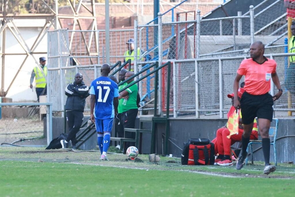 Knowledge Musona walks straight to the dressinv room at Rufaro stadium after being subbed