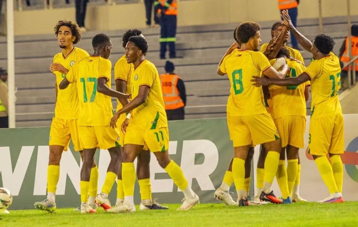 Young Warriors celebrating a goal at the National Sports Stadium